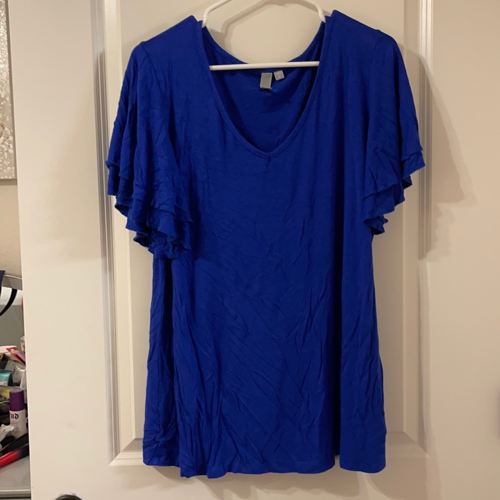Kut from the Kloth, XL, blue, flutter sleeve top